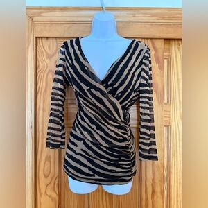 INC International Concepts Black and Tan Zebra Print Blouse